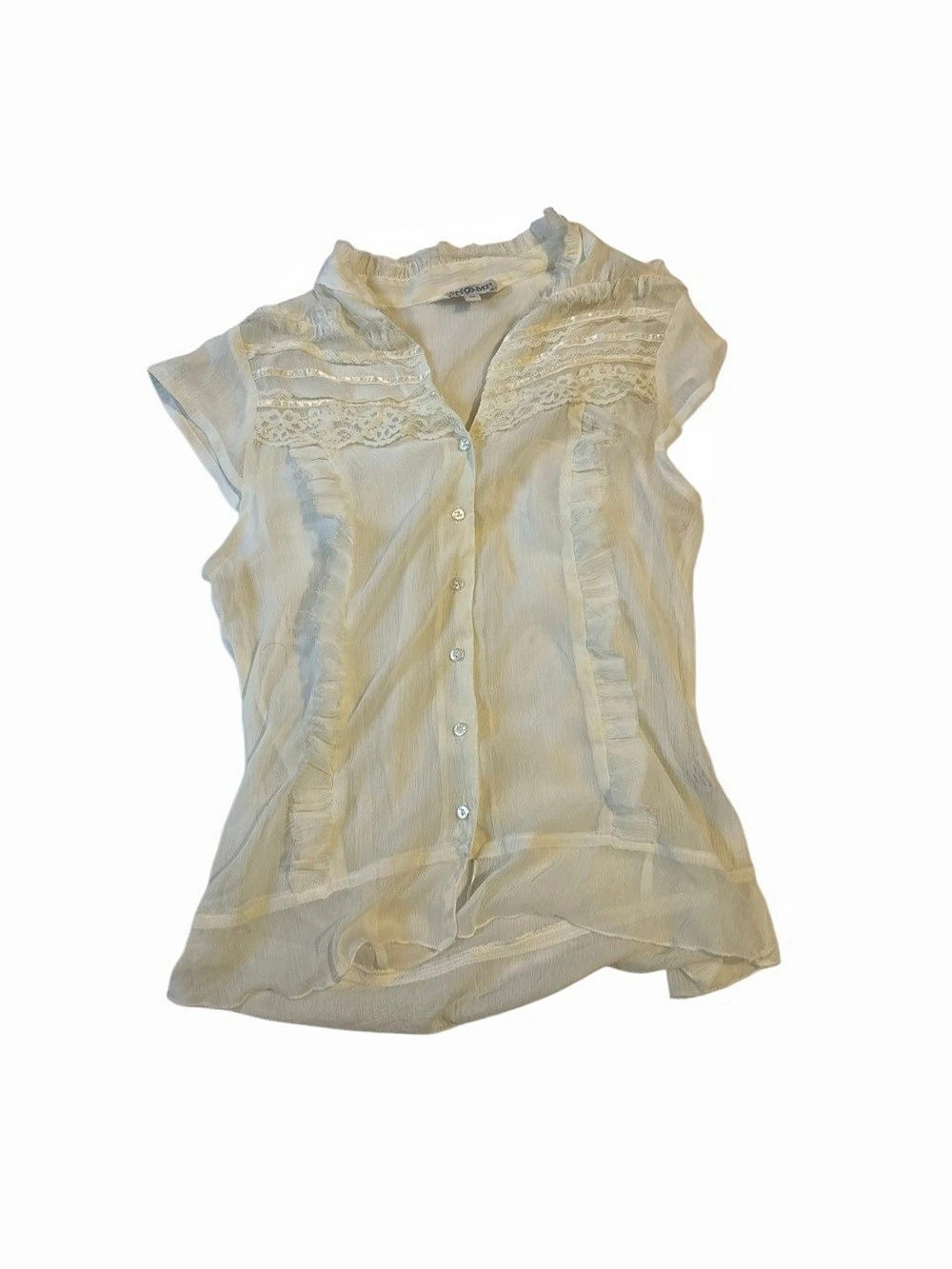 Tramp Cream Lace Ruffle Blouse – Size M